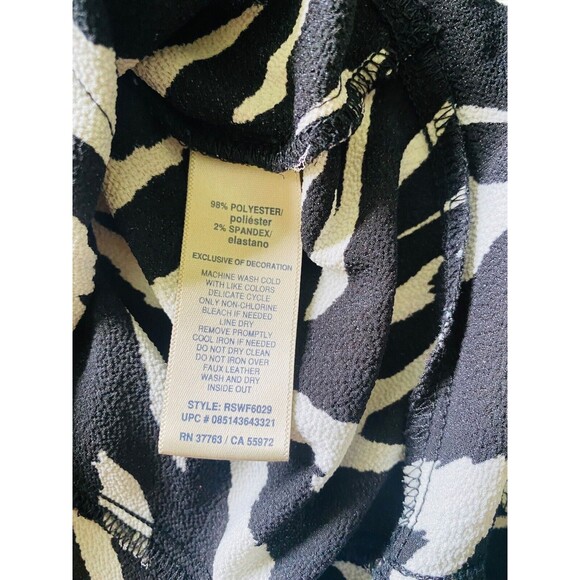 RAFAELLA Women’s Top Animal Print Roll Tab Asymmetric Blouse Gold Zip Size Small - Picture 8 of 11